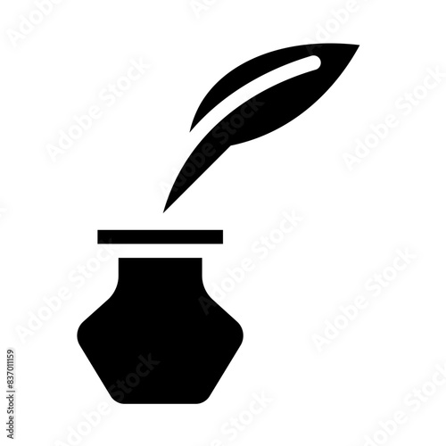 feather pen solid icon style