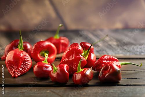 acerola fruita on wooden table photo