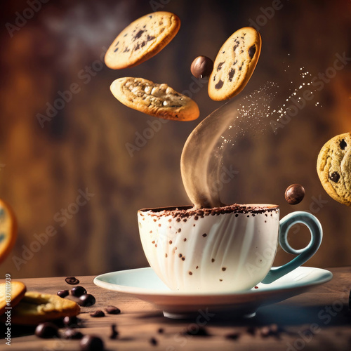 cup of coffee and cookies