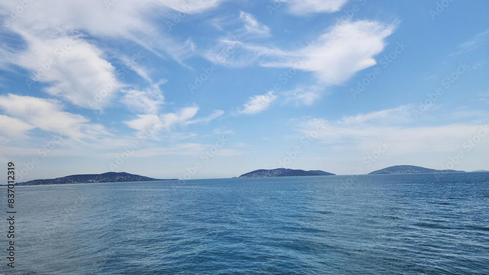 Far view of the Adalar in Marmara Sea from Maltepe in Istanbu Far view of the Adalar in Marmara Sea from Maltepe in Istanbu