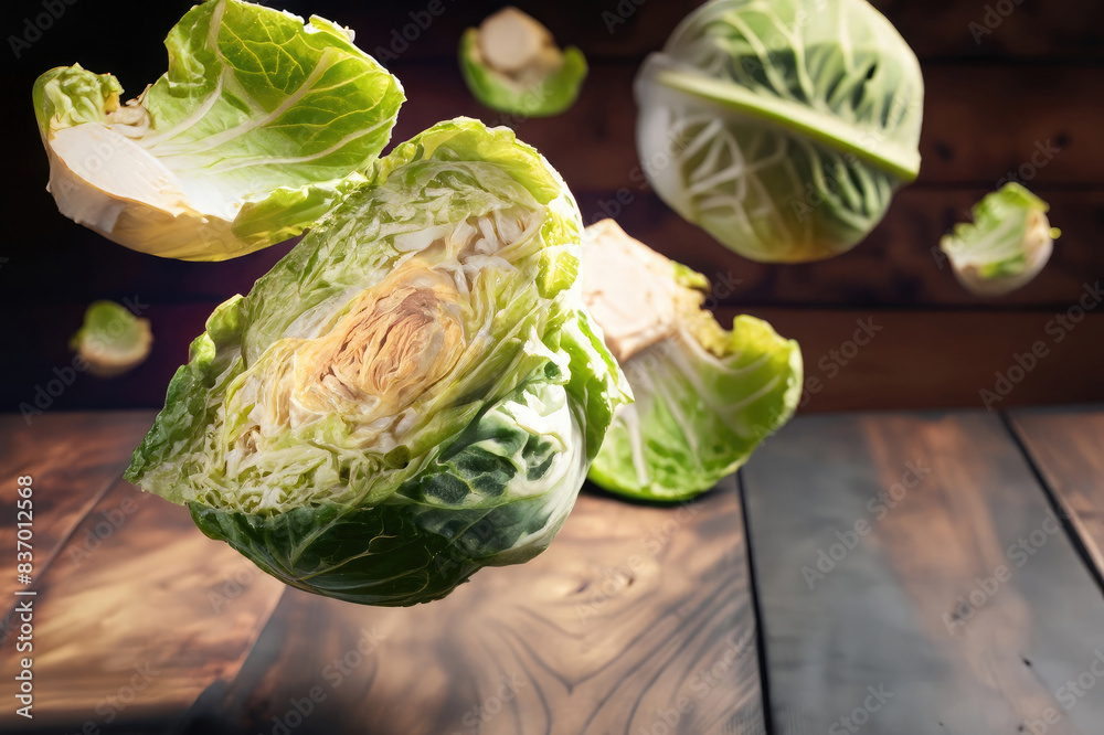 Obraz premium cabbages on wooden table