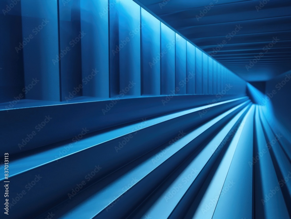 Long hallway with blue lighting Long hallway with blue lighting