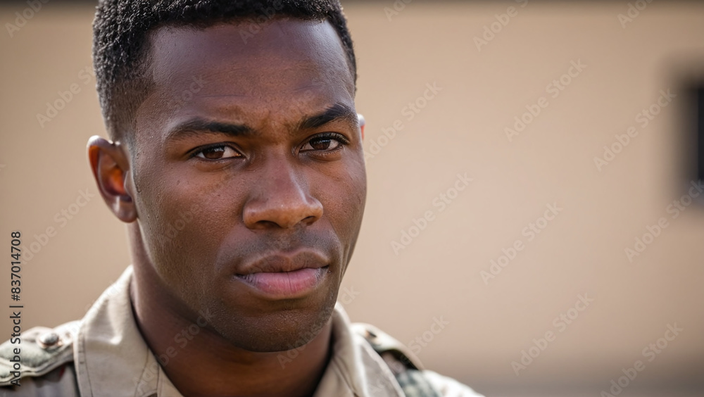 Portrait of a Black American Male Soldier in Military Uniform Portrait of a Black American Male Soldier in Military Uniform