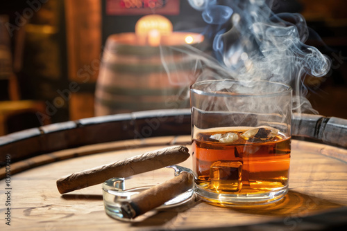 whiskey and cigars in a cellar