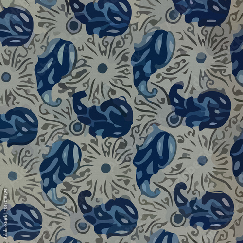 Ajrakh Pattern, Ikat, block print Pattern, batik print Pattern, madhubani, kalamkari, chinz, kani, Abstract, shirting design, Background digital printing textile pattern wallpaper	
