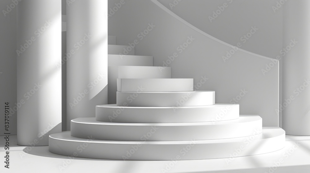 White podium for product presentation.