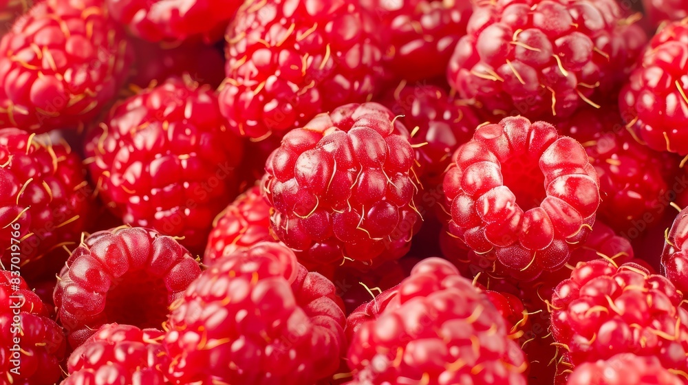 Close Up of Ripe Red Raspberries pile backdrop Close Up of Ripe Red Raspberries pile backdrop