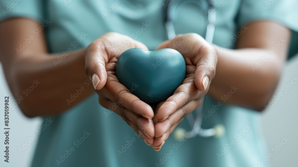 A doctor is holding a heart in her hands. A doctor is holding a heart in her hands.