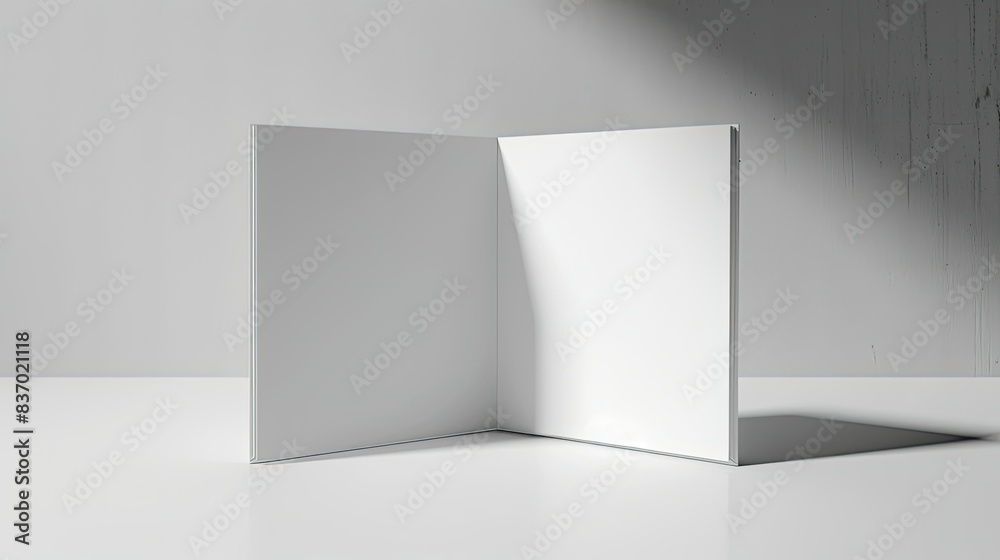 Obraz premium White backdrop and blank white hardcover brochure, empty mock up