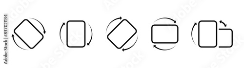 rotate icon set. flat  graphical symbol of movement, rotation collection,  Mobile screen rotation, Horisontal and  vertical rotation icons. Vector illustration concept
