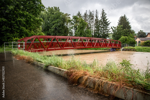 Hochwasser Rems in Schorndorf im Remstal Rems-Murr-Kreis  photo