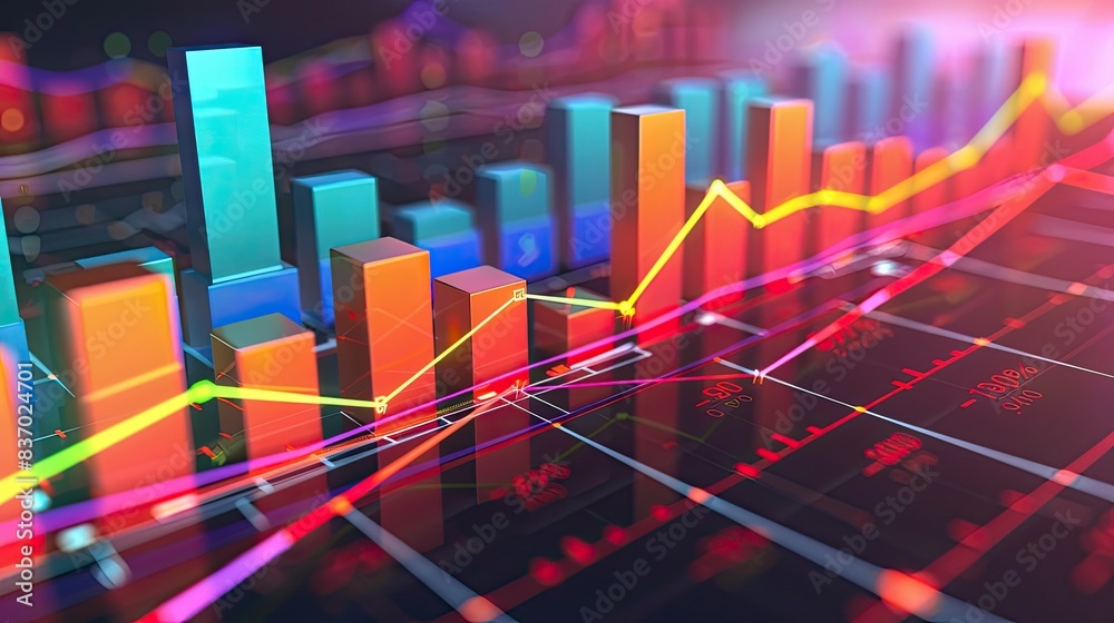Abstract graphs illustrating market growth and trends Abstract graphs illustrating market growth and trends