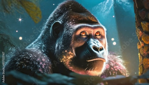 A gorilla in the night  photo