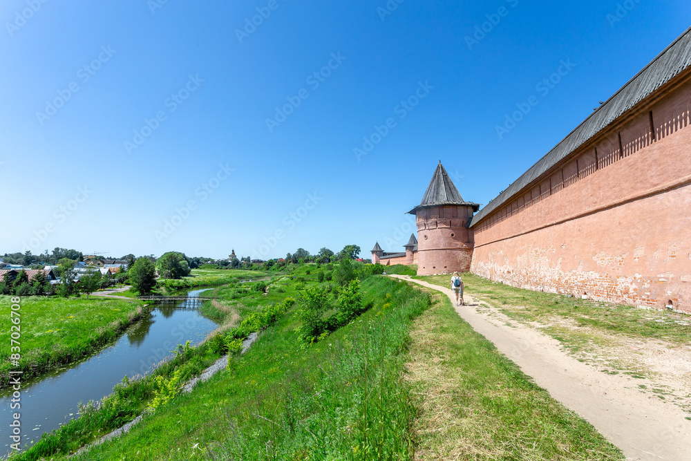 Fototapeta premium Suzdal, Russia, Golden Ring: Spaso-Evfimiev Monastery in summer against the background of the Kamenka River