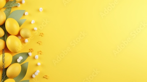 easter poster template with large copy space for text, colorful, bright and light colors. Yellow