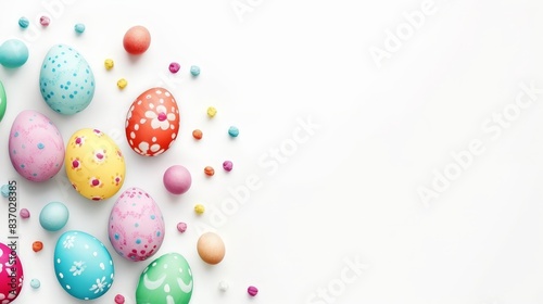 Happy Easter vintage sign with eggs on white background