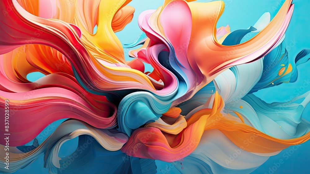 Obraz premium Fluid geometry with vibrant summer colors in motion