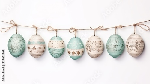 Happy Easter vintage sign with eggs on white background