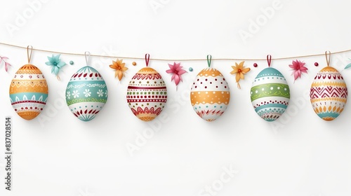 Happy Easter vintage sign with eggs on white background