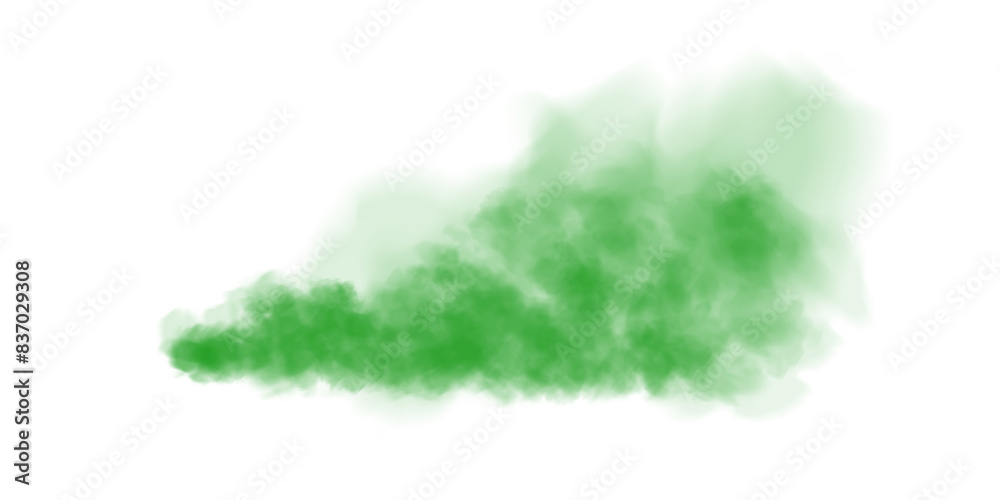 Fototapeta premium Green fog in slow motion. Realistic atmospheric green smoke. Green fume slowly floating rises up. PNG. 