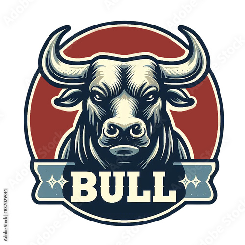 Bull with text - retro, vintage design with transparent background. perfect for printing sticker or t-shirt