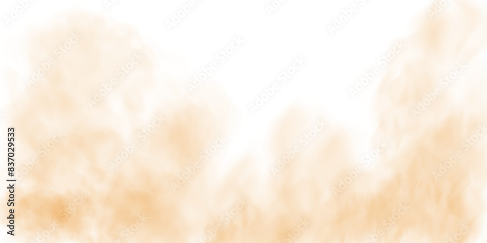 Fototapeta premium Yellow fog in slow motion. Realistic atmospheric yellow smoke. Yellow fume slowly floating rises up. PNG. 