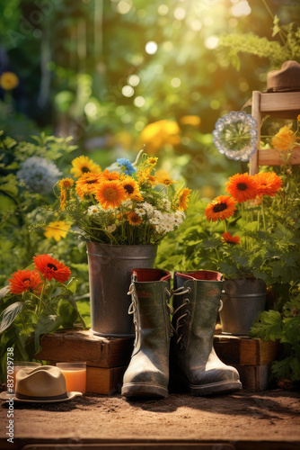 garden garden boots, flower pots and other gardening supplies