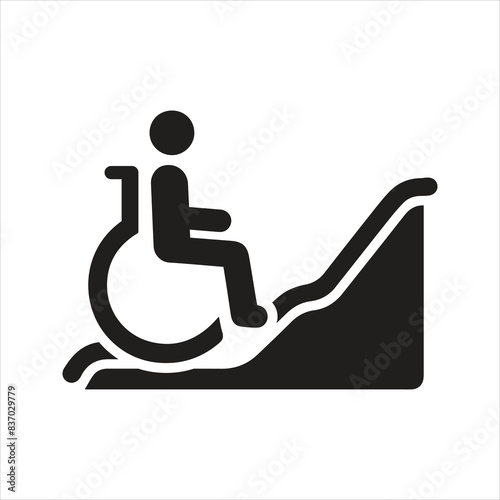 Access ramp icon. Wheelchair handicap icon