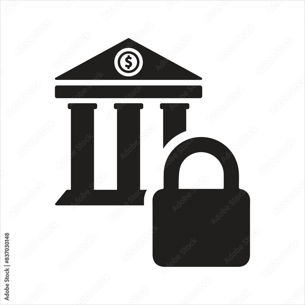 Secure bank icon. Bank protection icon Secure bank icon. Bank protection icon