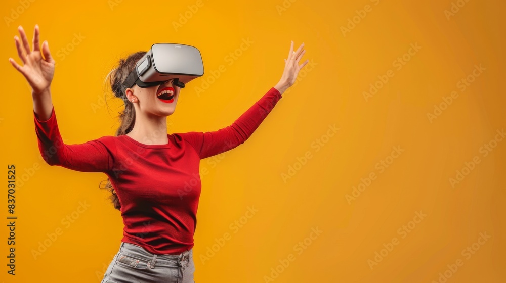 The woman wearing VR headset The woman wearing VR headset