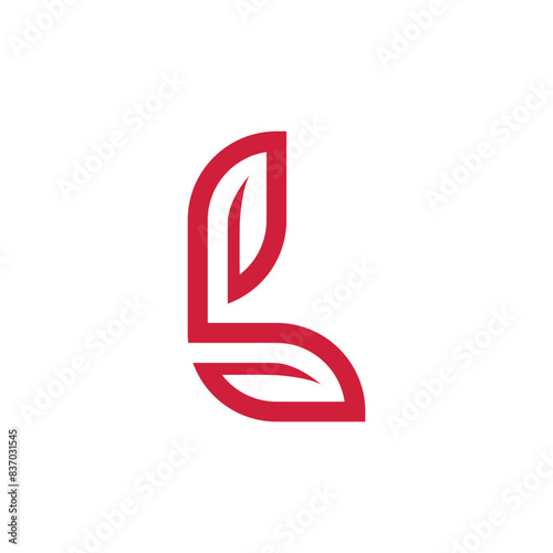 letter L leaf simple sleek creative geometric modern logo design