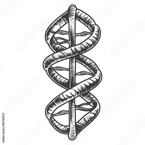 gene DNA mutation symbol with engraving style black color only