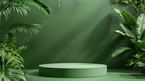 green product background for sustainable beauty, perfume and fashion items, created with generative AI technology