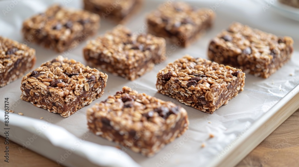 the process of making cereal bars, showing step by step how they are created to highlight their naturalness and freshness --no text --ar 16:9 --quality 0.5 Job ID: 59701cad-cbf3-4584-8d31-aa7028832c52