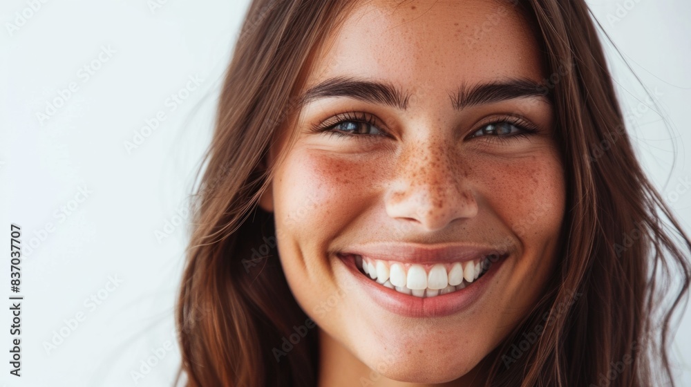 A high-resolution photo of a person smiling brightly, isolated on a white background with clipping path A high-resolution photo of a person smiling brightly, isolated on a white background with clipping path