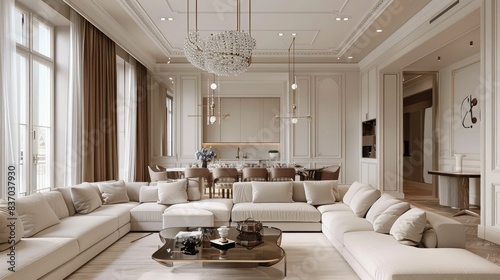 Elegant home interior with sophisticated decoration and cozy ambiance © abazahstudio