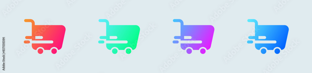 Fototapeta premium Shopping cart solid icon in gradient colors. Buy signs vector illustration.