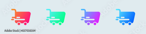 Shopping cart solid icon in gradient colors. Buy signs vector illustration.