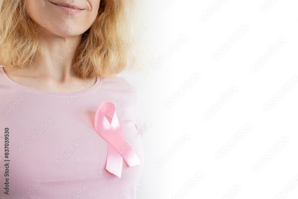 breast cancer, woman with pink ribbon symbol, oncology help and support month, white background breast cancer, woman with pink ribbon symbol, oncology help and support month, white background