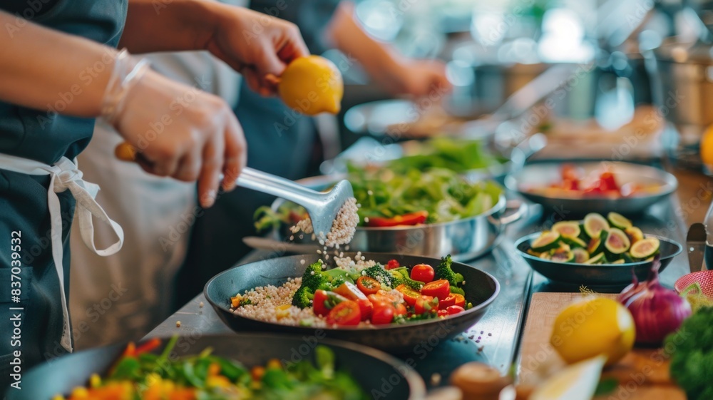A series of buckwheat-based dishes being prepared in a vegan cooking class, highlighting its versatility A series of buckwheat-based dishes being prepared in a vegan cooking class, highlighting its versatility