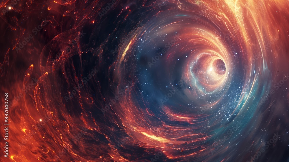 Portal to another world with a fiery glow around. Portal to another world with a fiery glow around.
