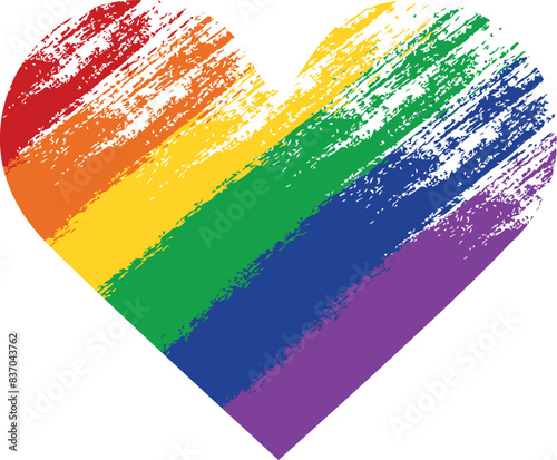Gay pride month colors on LGBTQ+ rainbow heart for tolerance festival background