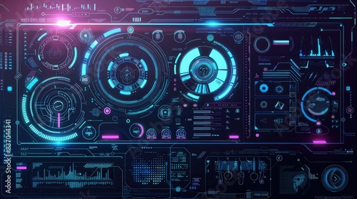 Wallpaper Mural Futuristic technology interface with glowing elements Torontodigital.ca