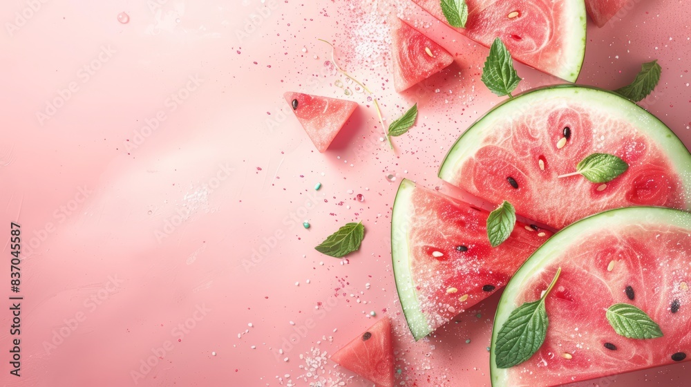 watermelon fruit on white background with empty space. generative ai watermelon fruit on white background with empty space. generative ai