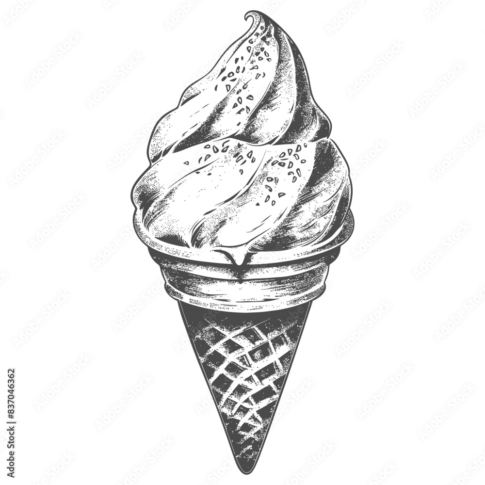 ice cream with engraving style black color only ice cream with engraving style black color only