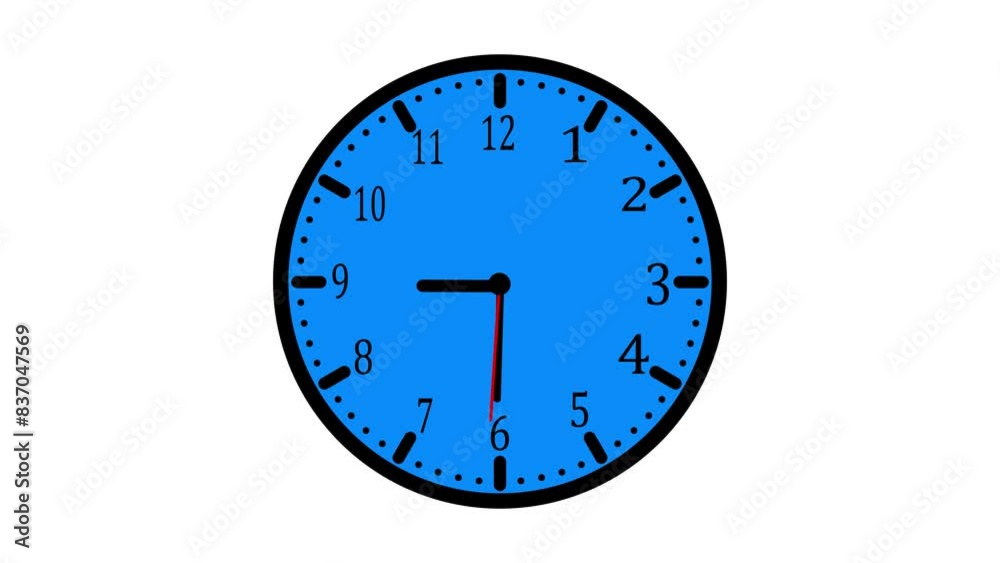Analog clock icon with moving arrows animation on a white background. Analog clock icon with moving arrows animation on a white background.