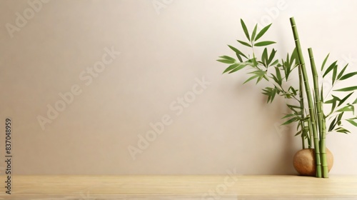 minimalistic background with bamboo tree as decoration photo