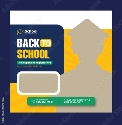 Education Social Media Instagram Post Banner Template, back to school web banner or social media post template design