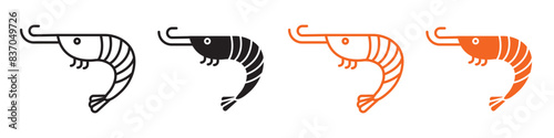 Shrimp icon representing seafood delicacies and culinary arts, suitable for seafood restaurants, food packaging, and culinary designs