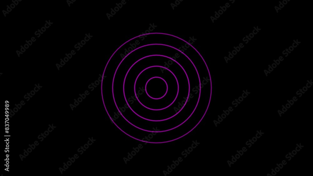 Radio wave signal icon animated on black background 